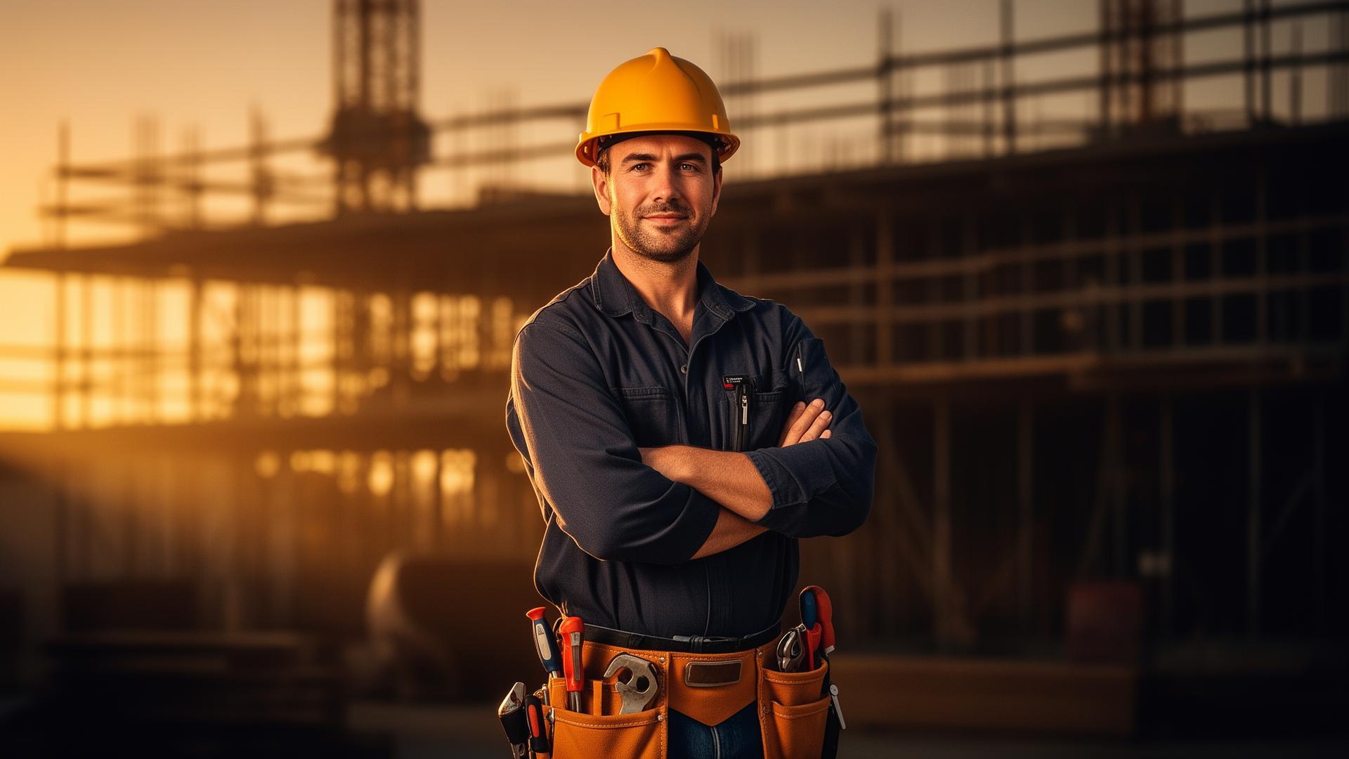 Confident Australian tradesman at a construction site